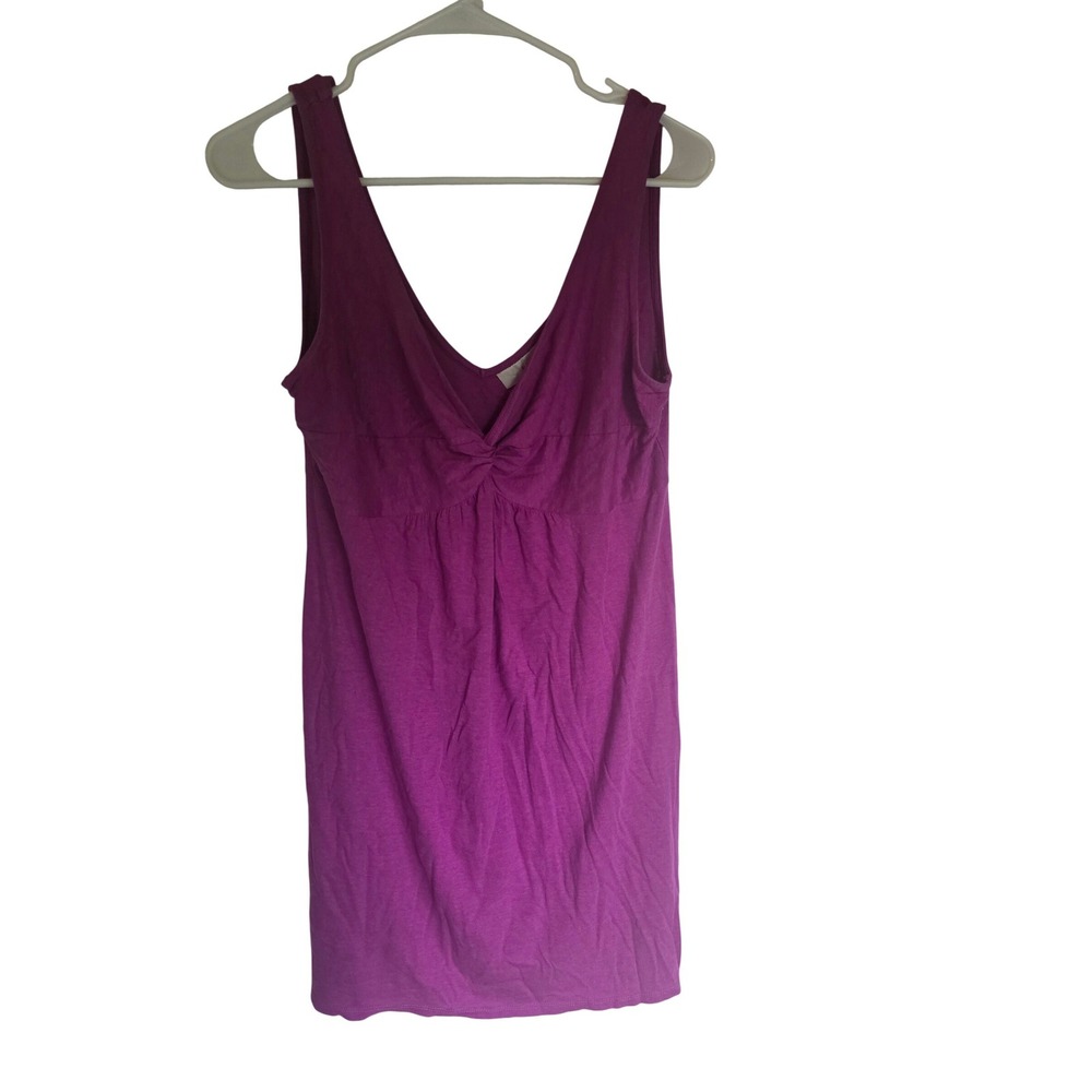 Ann Taylor Loft Petites Purple V-Neck Knot Front Tank Top MP Cotton Modal Blend